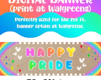 Happy pride banner, gay pride banner, pride month decorations, pride parade banner, lgbtq decorations, rainbow banner, rainbow png, pride