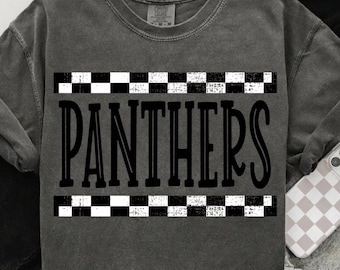 Mascota de panteras a cuadros PNG, imágenes prediseñadas para camisetas escolares (descarga digital)