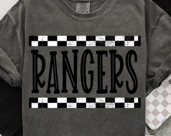 Checkered rangers Mascot PNG, School Spirit Shirt Clipart (Digital Download)