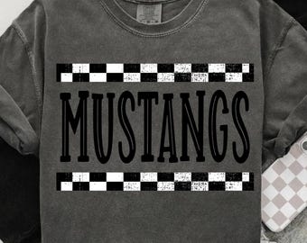 Mustangs mascot PNG, checkered mustangs png, Go Mustangs Mascot Shirt (Digital Download)