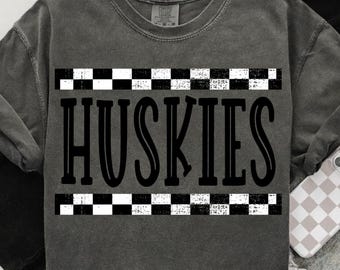 Checkered huskies Mascot PNG, School Spirit Shirt Clipart (Digital Download)