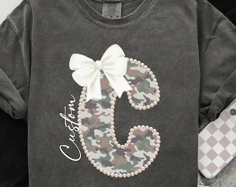 Custom camo mascot, custom school mascot png, custom school png, camo png, pearl letter png, custom pearl letter, custom bow
