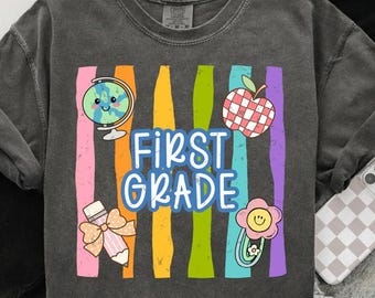 First grade tshirt, first grade png, first day of school png, girly school shirt, school png