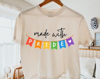 Made with pride png, Pride png, lgbtq png, pride tshirt, rainbow design png, pride month png, pride parade outfit, rainbow shirt, lgbtq svg