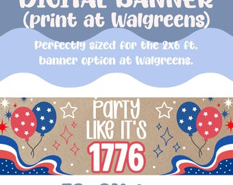 Party like it’s 1776 banner, 4th of July banner, Independence Day digital banner download, digital banner png, holiday banners