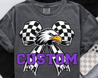 Eagles Custom Bow PNG, Coquette Clip Art, Mascot Spirit Wear (Digital Download)
