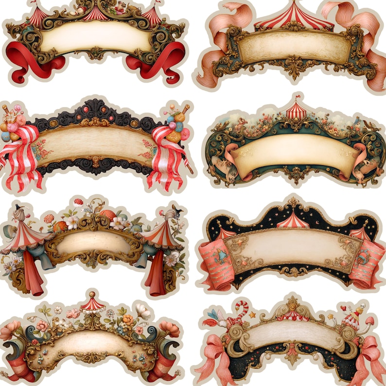 Vintage Circus Tags Printable, Editable Blank & Pre-lettered Labels ...