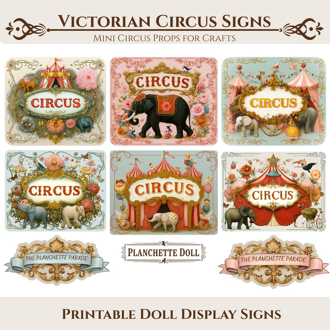 Victorian Circus Signs Printable, Vintage Carnival Sign Labels, Mini ...