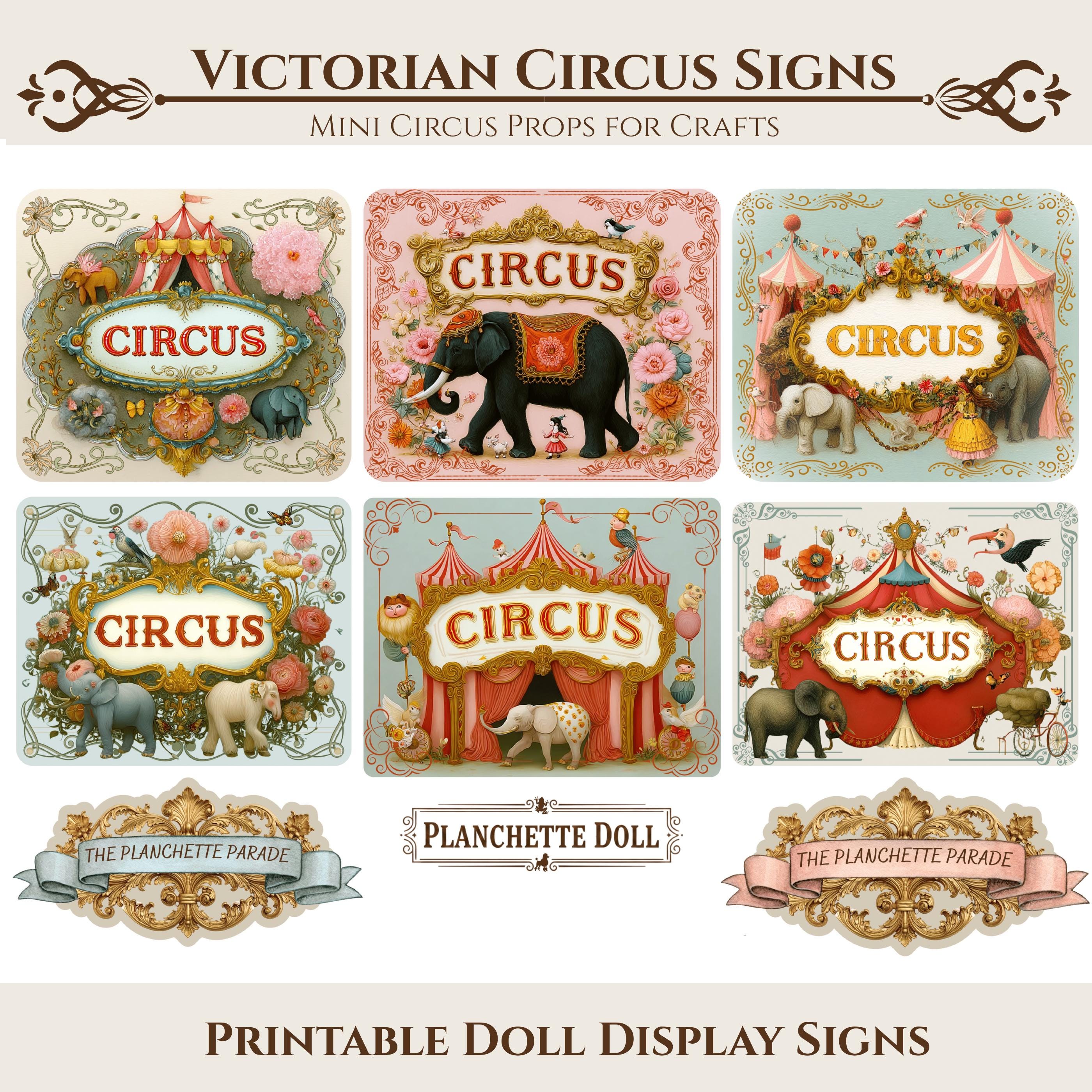 Victorian Circus Signs Printable, Vintage Carnival Sign Labels, Mini ...