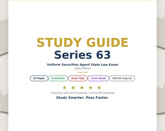 Series 63 Study Guide | Uniform Securities Agent Law Exam Prep (Digital Download)