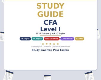 CFA Level I Study Guide 2026 | All 10 Topics, 50+ Formulas (Instant Download)