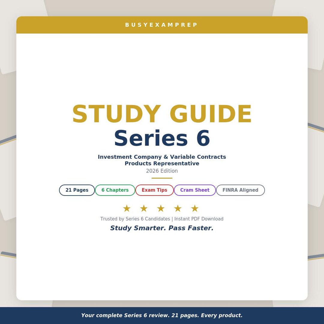 Series 6 Study Guide 2026 | FINRA Exam Prep | Free Cram Sheet | Digital ...