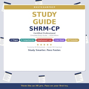 SHRM-CP Exam Study Guide 2026 | Human Resource - Certified Professional | Included Cram Sheet | Instant Download