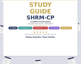 SHRM-CP Exam Study Guide 2026 | Human Resource - Certified Professional | Included Cram Sheet | Instant Download