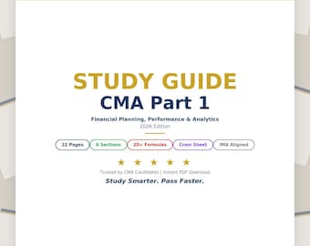 CMA Part 1 Study Guide | Financial Planning, Performance Analytics - Certified Management Accountant (Digital Download)
