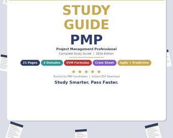PMP Exam Study Guide | Project Management Professional | Free Cram Sheet | Instant Download