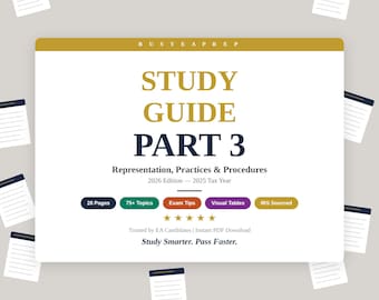 Enrolled Agent Part 3 Study Guide |  EA Exam Prep | Representation Practices Procedures | Digital Download