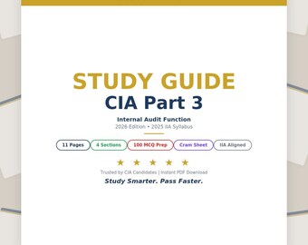 CIA Part 3 Study Guide | Internal Audit Function Exam Prep (Digital Download)