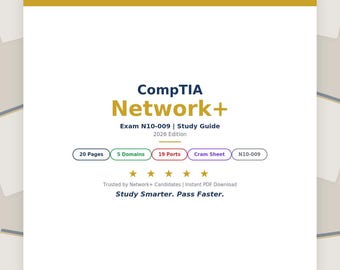 CompTIA Network+ Study Guide N10-009 | Exam Prep, Ports, Protocols (Digital Download)
