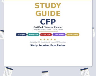 CFP Exam Study Guide 2026 | Certified Financial Planner | Free Cram Sheet | Instant Download