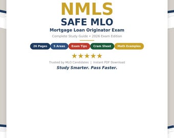 NMLS Safe MLO Study Guide | Mortgage Loan Originator Exam Prep | Instant PDF Download