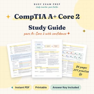 CompTIA A+ Core 2 Study Guide, 220-1202 Exam Prep, Windows, Security, Troubleshooting (Digital Download)