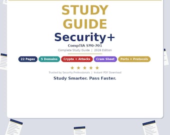 CompTIA Security+ SY0-701 Study Guide | Cram Sheet | Port Numbers | Instant Download