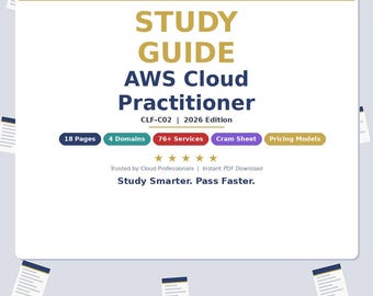 AWS Cloud Practitioner Study Guide | CLF-C02 | Cram Sheet | Instant Download