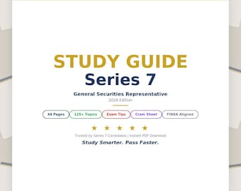 Series 7 Study Guide | FINRA Exam Prep | Securities Representative Notes (Digital Download)