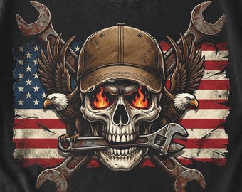 US Mechanic PNG, Mechanical Skull png, Mechanic Dad Shirt Design, Wrenches png, Wrench Tool, Father's Day png, Patriotic, Digital Download