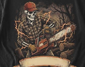 Lumberjack PNG, Chainsaw Dad Skull png, Lumberjack Shirt, Father's Day Gift Idea, Logging man Clipart, Digital Download