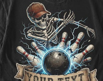 Bowling Schädel Png, Schrift enthalten, Bowling Spieler Png, Bowling Saison Clipart, Sport Shirt, Bowling Team Shirt, digitale Downloads