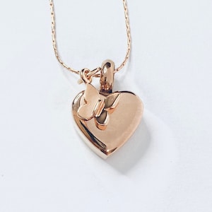 Petite Rose Gold Heart Personalized Cremation Urn Memorial Necklace with Butterfly/in loving memory/ ashes heart necklace/ memorial keepsake