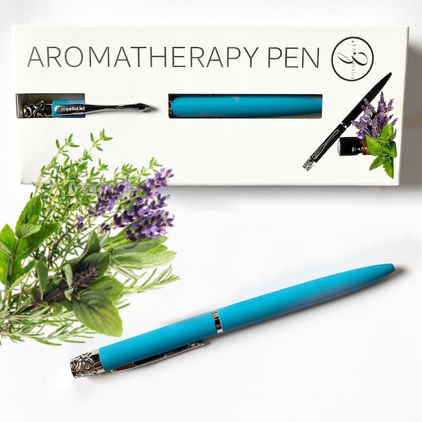 Pens that make ‘Scents’ Turquoise Blue Aromatherapy pen/ Essential oil pen/ Diffuser Pen/ Ball point Pen/ Stationary/ Refillable pen