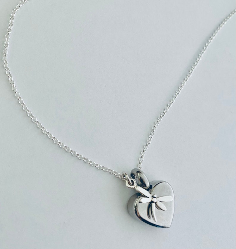 Petite Heart Dragonfly Cremation Urn Memorial Necklace /in - Etsy