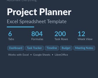 Projekt-Planer Excel Vorlage | Aufgabenplanung, Budget, Gantt Chart (Digitaler Download)