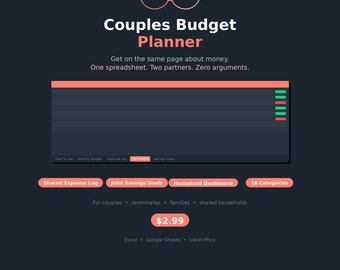 Paare Budget Planer | Geteilte Finanzen, Sparziele (Digitaler Download)