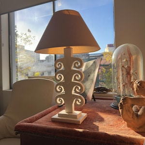 Architectural Sculptural Table Lamp .. Handmade Plaster Scroll Design image 6