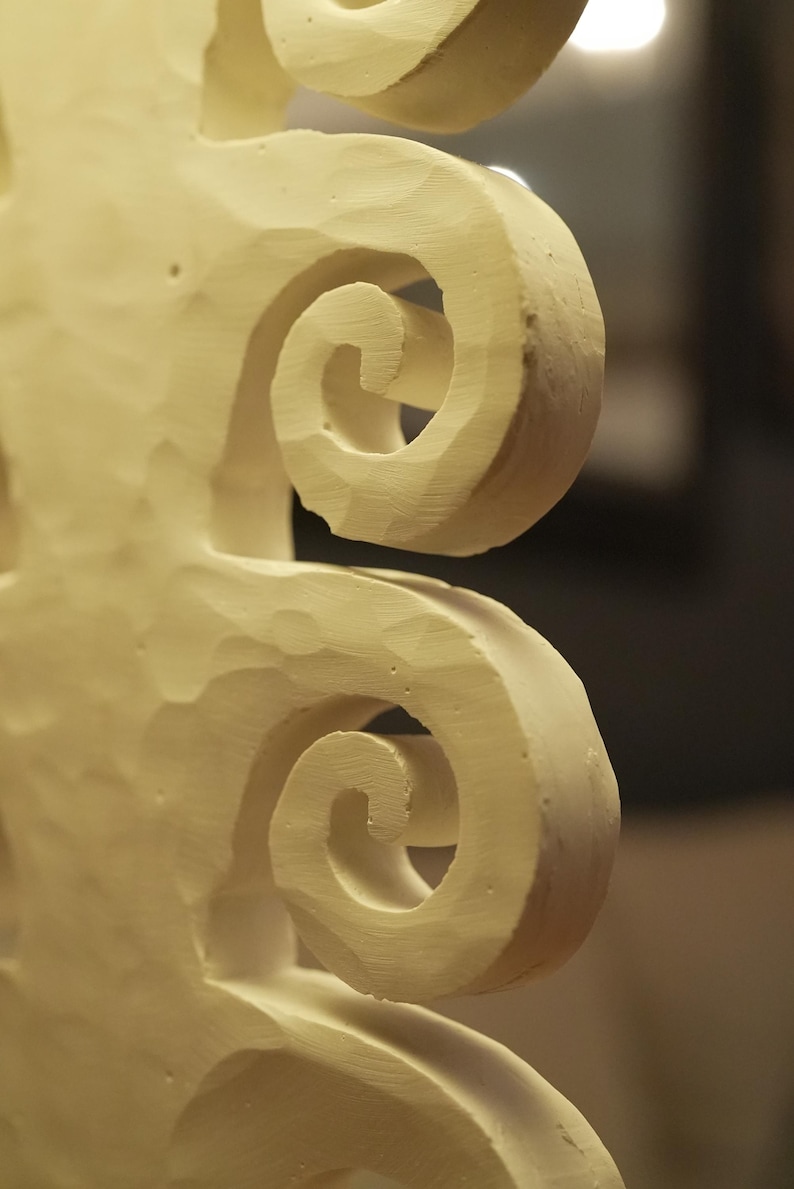 Architectural Sculptural Table Lamp .. Handmade Plaster Scroll Design image 5