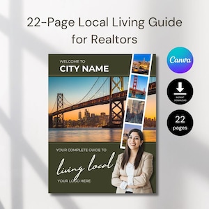 Plantilla de guía local para agentes inmobiliarios / Guía de reubicación editable en Canva para clientes inmobiliarios