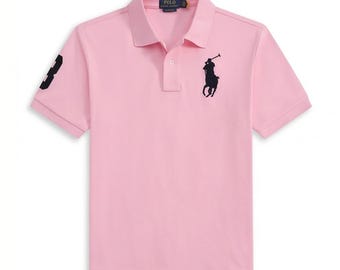 Camisa polo rosa Ralph Lauren – Pônei bordado, aplique número 3