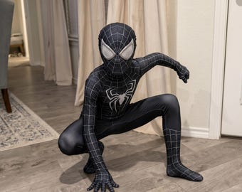 Kids Superhero Bodysuit Costume | Black & White Cosplay Outfit for Role Play Party