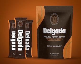 Delgada Instant Coffee – Ganoderma, Garcinia Cambogia Blend (25 Sachets)