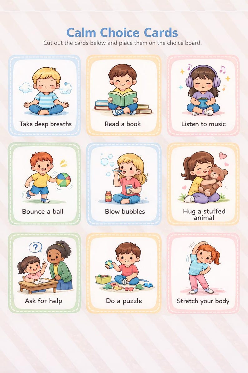 Calm Down Kit for Kids Printable, Calm Corner Activity Kit, Breathing ...