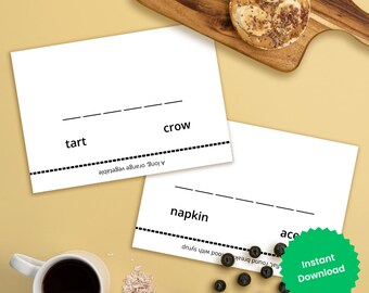 Food Word Code Game Printable for Kids | Word Puzzle Activity | Kids Learning Worksheet | Homeschool Literacy Game | Instant Download