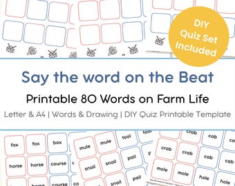 Juego imprimible "Di la palabra al ritmo de la granja" / Actividad de lectoescritura con palabras que riman / Juego de fonética para niños / Aprendizaje de vocabulario de la granja (imprimible)