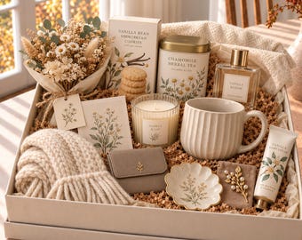 Luxury Gift Box for Her,Cozy Self Care Basket,Wife Mom Best Friend Birthday Gift,Thank You Care Package