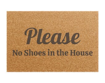 Please No Shoes in the House Doormat | Coir Welcome Mat, Indoor Outdoor