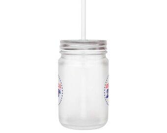 Americas 250th Anniversary Frosted Mason Jar Tumbler with Straw