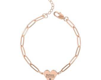 Engravable Heart Paperclip Bracelet | Personalized Keepsake Jewelry